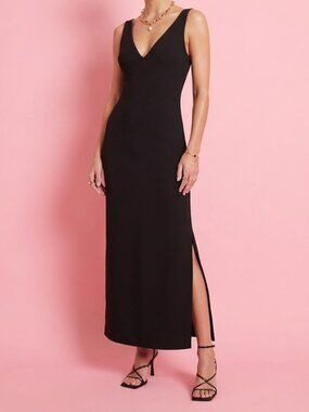 Dynamite Black Deep V Maxi Dress